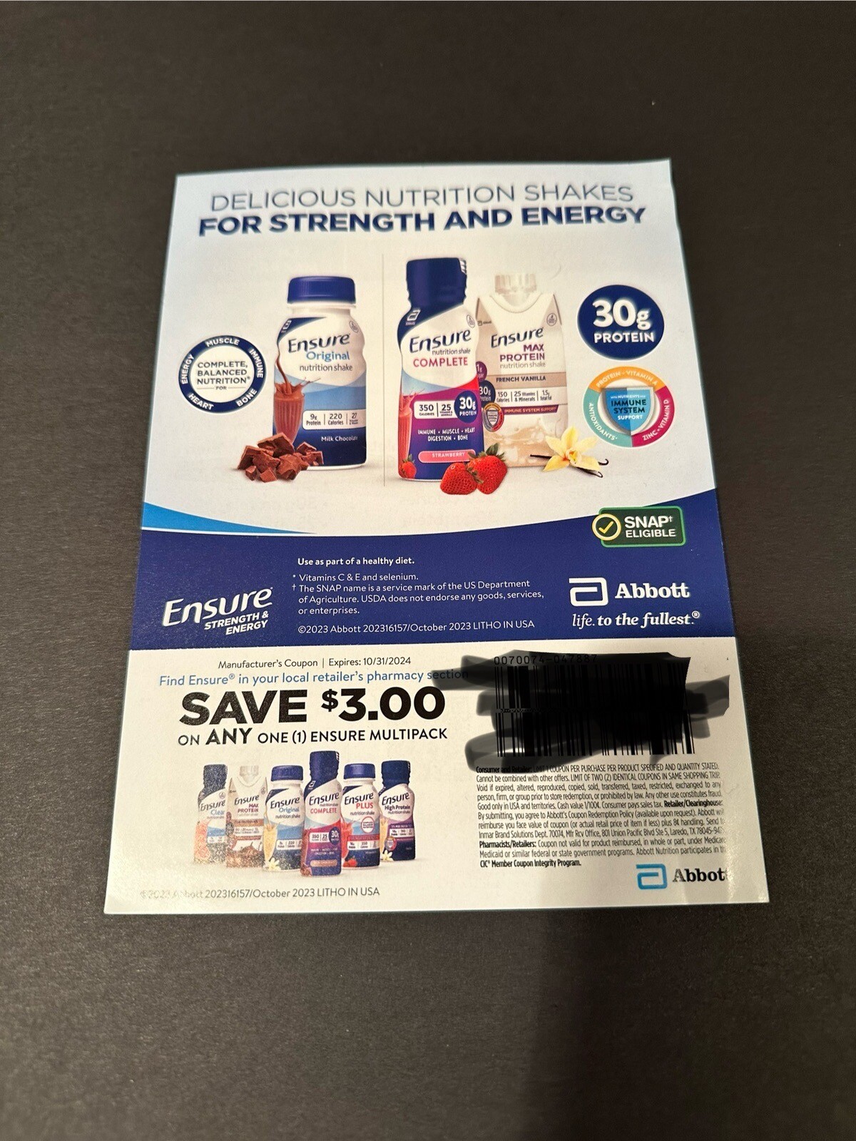 (24) Ensure Coupons. 3.00 Off Coupons On Any Multipack. Expiration 10