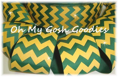 2 1/4 FOREST GOLD TWINKLE GLITTER CHEVRON GROSGRAIN RIBBON 4 CHEER FOOTBALL BOW