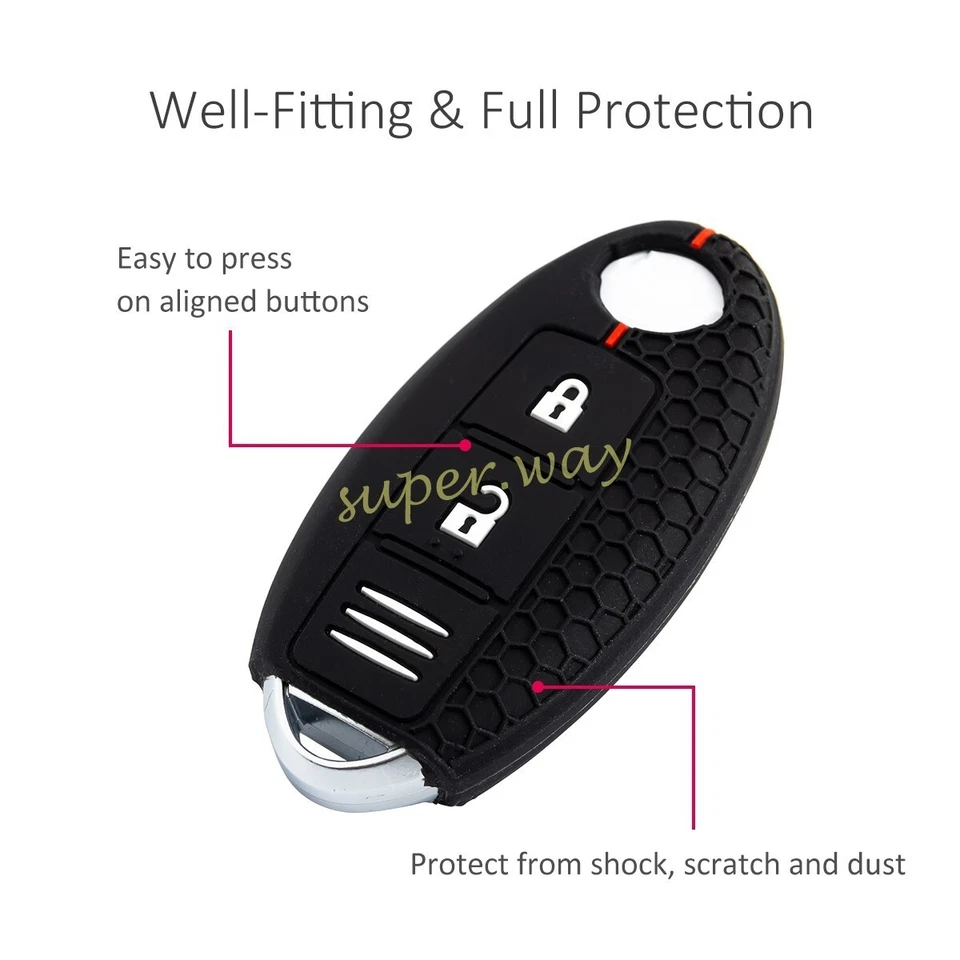 For Nissan Qashqai X-Trail Leaf Silicone Remote Key Case Cover Shell Fob Black - image 4 of 4