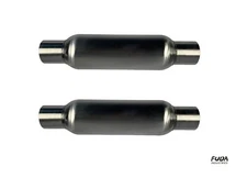 A Pair of Exhaust Muffler / Resonator Stainless Steel - 2.5" IN/OUT - 17" Length