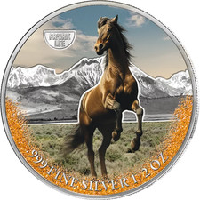 2025 Cameroon American Mustang Silver Colored Coin Horse USA Wildlife Fauna WWF