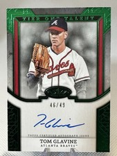Tom Glavine Autograph On Card 2024 Topps Tier One Green Foil Atlanta Braves /49