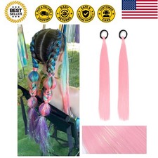 2 Pack Pink Ponytail Extensions, 20 Inch with Elastic Tie