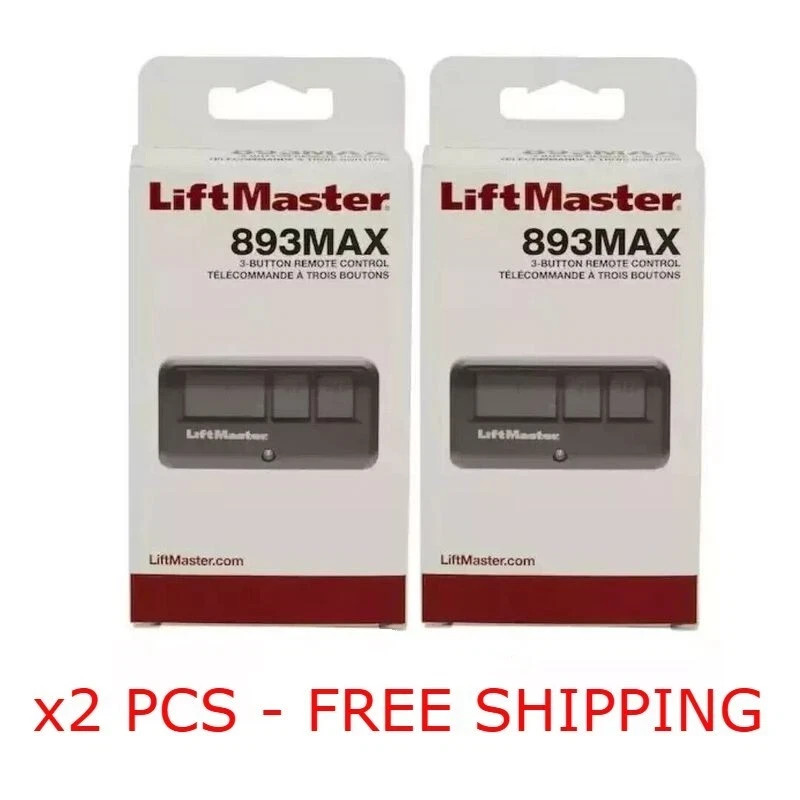 2 Pack 893MAX LiftMaster 3 Button Remote Control Garage Door Opener