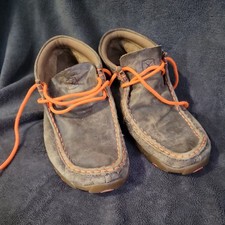 Twisted X Youth Size 3.5 Chukka Bomber Tan Neon Orange Work/Drive Shoes MDM0019