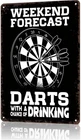 Vintage Metal Wall Art Sign Inspirational Darts Beer Retro Decor 8X12inch