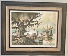 Tom Nicholas Original Colored Litho 1977 "All Along the Gulf Coast" - Signed/COA