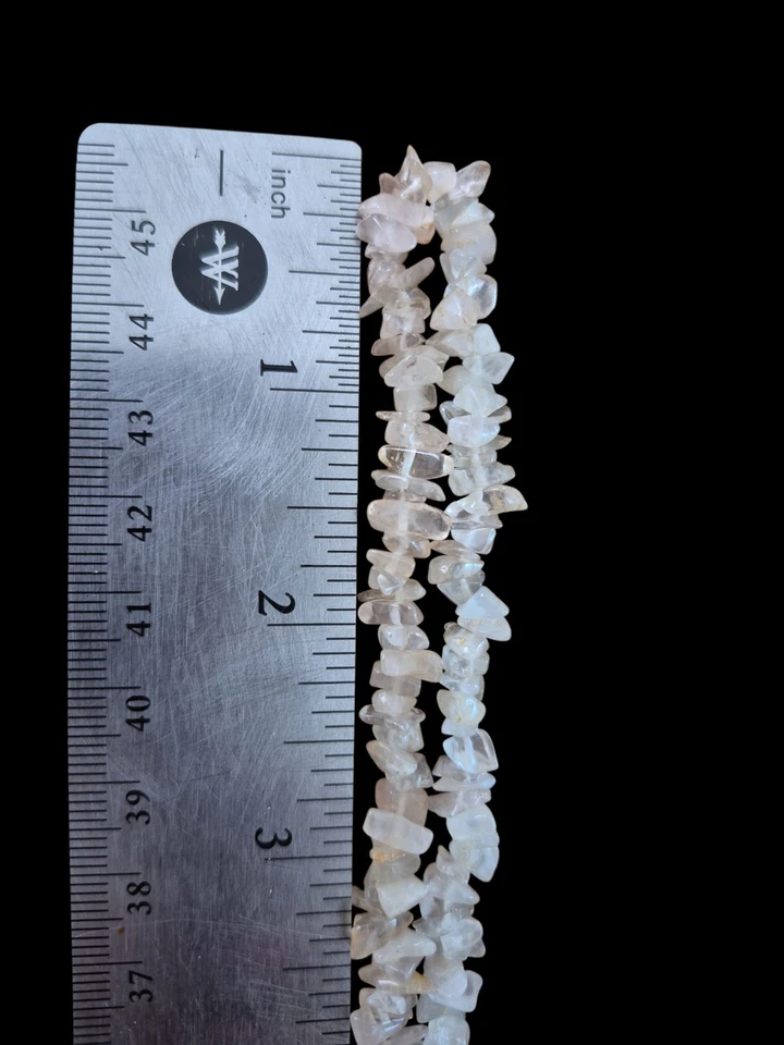 Rose Quartz Chip Necklace Light Pink Beads Bohemian Style  36” Boho  — 第 3/3 张图片