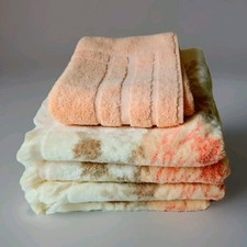 VTG Royal Velvet by Fieldcrest Floral 5 Piece Towel Set USA Cotton Peach Roses