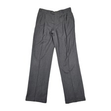 Vintage Nordstrom 100 Wool Pleated Dress Pants Size 35x33 Gray Trouser USA