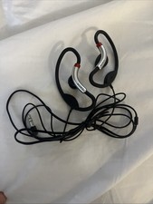 F/S SONY wired earphones ear-hook style silver/black headphones