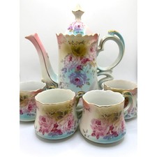 Antique Hand Painted RS Prussia Floral Teaset
