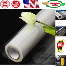 Versatile 50 ft Clear Cellophane Wrapping Paper - 3Mil Thick, Space-Saving Roll