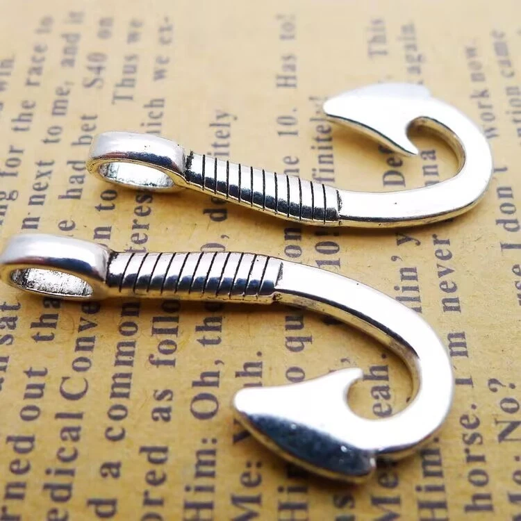 10 Pcs Tibet Silver Tone S Fish Hook Clasp 18X44mm For Leather Cord Craft - Image 4 of 4