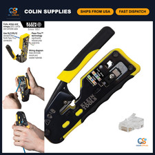 Ratcheting Data Cable Crimp Tool Kit with CAT6 Plugs 50-Pack, Pass Thru Installa
