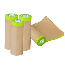 Pre-Taped Masking Paper for Painting - 18 inch x 50 feet Tape and Drape 4 Rolls