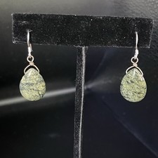 SERPENTINE JASPER Earrings green  bronze handcrafted