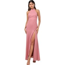 Lulus Captured Your Heart Dusty Rose Halter Maxi Dress NWT Medium