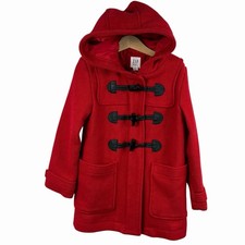 Gap Kids Red Wool Blend Duffle Coat Size S Small Hooded Full Zip