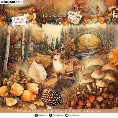 Studio Light Jenine's Mindful Art Autumn In The Woods Collage Paper Pad Backgrou
