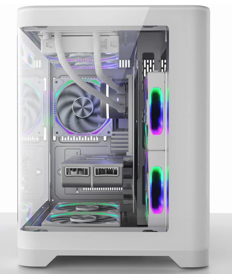 Estuche para computadora AsiaHorse M-atx de vidrio curvo sin ventilador incluido Foto 3 de 4