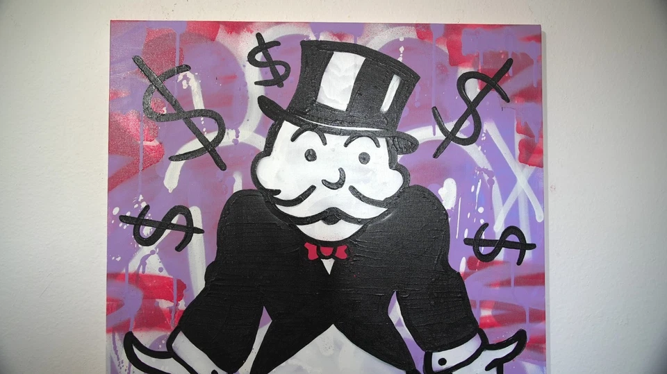 Pintura de quilates dorados / Monopoly banksy stik Alec M warhol kaws Foto 3 de 4