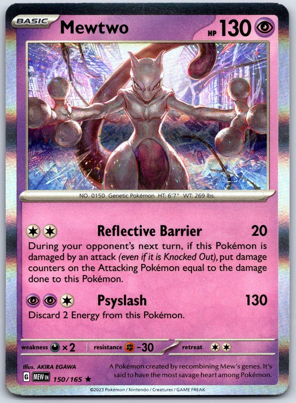 Mewtwo 150/165 Rare 151 Pokemon Holo Near Mint
