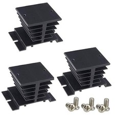 3PCS Aluminum Heat Sink SSR Dissipation for Single Phase Solid State Black