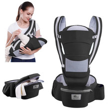 Marsupio Neonato Ergonomico Anteriore Canguro Baby Wrap Sling da Viaggio Nero