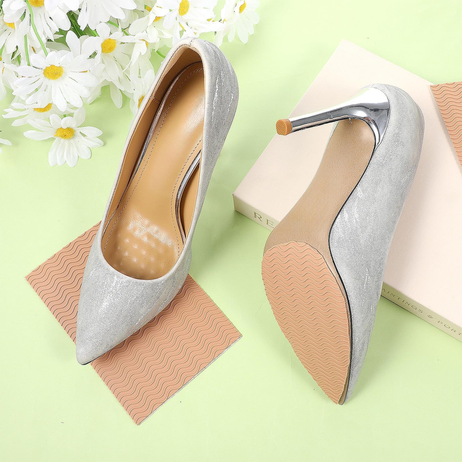 ElevateTech 4Pcs Non-Slip Shoes Pads Brown Sole Protectors Adhesive Shoe Sole...