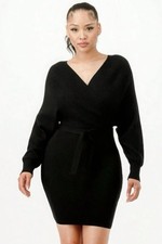 SHEIN Curve Off Shoulder Ribbed Sweater Dress W/ Belt Wrap Design 2X - NEW