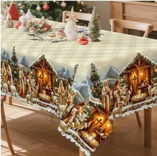 Nativity Scene Tablecloth, 3 sizes Beautiful, Polyester, perfect gift!