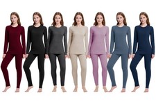 Women 100 Merino Wool Base Layer Sets Thermal Underwear Ski 2PC Top Long Johns