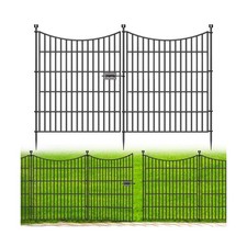 10 Panels Decorative Garden Fence with Gate, 32 in H X 23.6 ft L No Dig Dog...