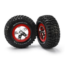 Traxxas 5867 Chrome-Red Wheels/Off-Road Racing Tires 2 F R: 1/10 Slash 4x4