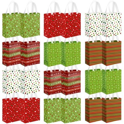 Christmas Nonwoven Gift Bags Bulk Office Reusable Tote 10x8x4 Inch 24 PCS