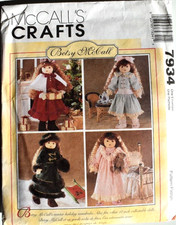 MCCALLS PATTERN 7934 BETSY MCCALL CLOTHES DRESSES COAT HAT 18" DOLL CLOTHES CUT