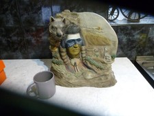 NATIVE AMERICAN INDIAN SCULPTURE 14" X 14" RESIN NEIL ROSE VINTAGE READ MORE