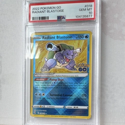 Pokémon Radiant Blastoise 018/078 GO Radiant Rare Holo 150 HP PSA 10