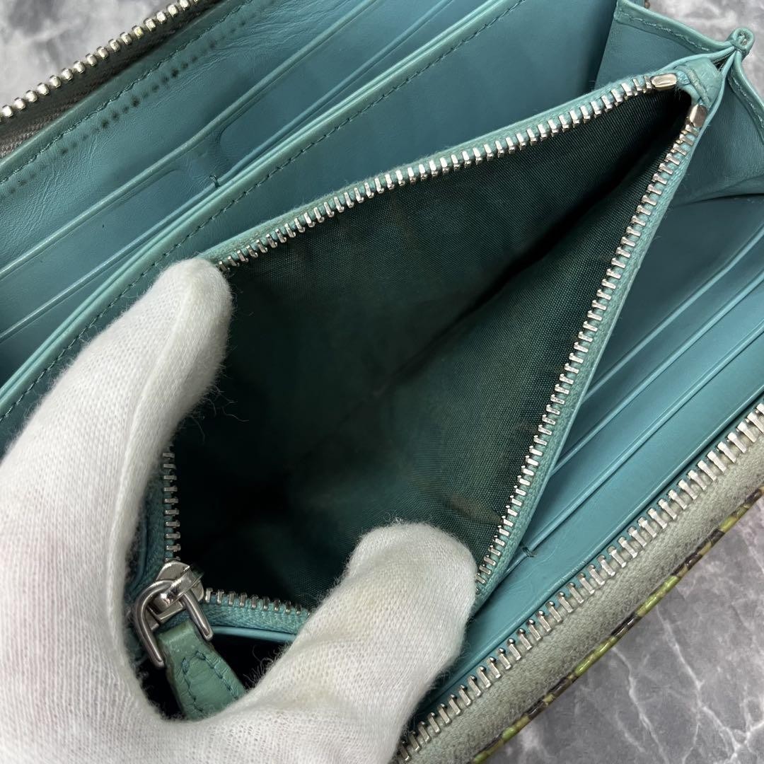 PRADA  long Wallet zip around Python green blue n… - image 9