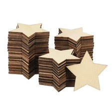 40mm Wooden Stars, 200 Pack Unfinished Wood Stars Blank Wooden Cutouts