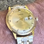 Swank Men's Wristwatch Gold Metal Bracelet 17 Jewels Analog Day Date Baton Dial — photo 2