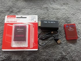 Sony PlayStation 2 Slim SCPH-75001 Black Console HDMI DVD + Adapters