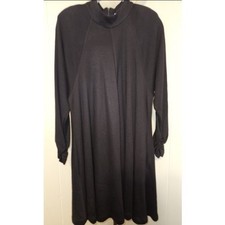 APOSTROPHE Rauched Sleeve Little Black Dress Ladies Large Pockets