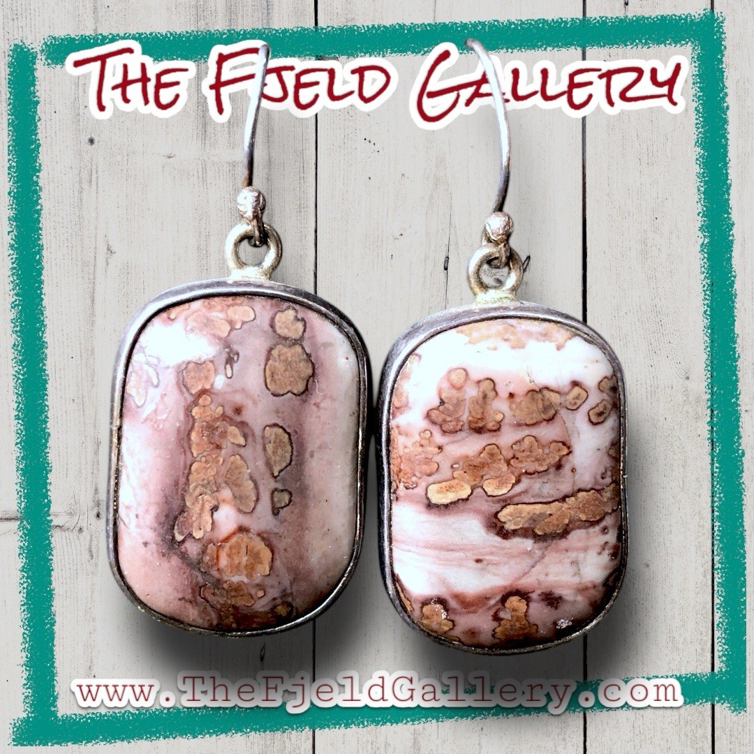 Sterling silver ocean jasper hook dangle earrings - image 1