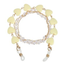 Beads Eyeglass Chain, Pearl Glasses Strap Retainer Chain, Yellow Heart