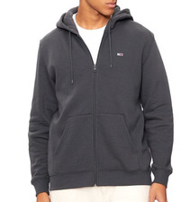 Image of TOMMY JEANS Mens Dark Grey Full Zip Fleece Hoodie Size XL BNWT Ref C1729