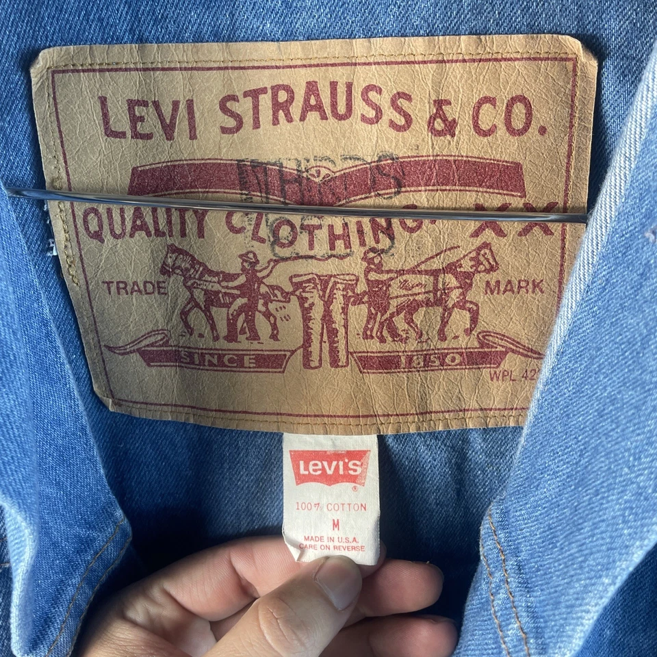 Винтажный 1980-х размер средний женщин Levi's джинсовой ткани вельвет Duster пальто синий Y2K - Изображение 3 из 4