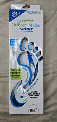 Gravity Defyer GDEFY Orthotic Sport Insoles Fit Mens 10.5 M Medium High Arches