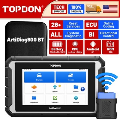 TOPDON ArtiDiag900 BT OBD2 Scanner 28+Service Bidirectional All System 3Y Update